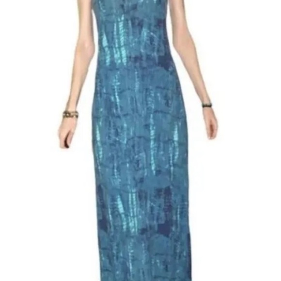 American Eagle Outfitters Blue Tie Dye Watercolor Racerback Maxi Tank Dress -M - Picture 5 of 7